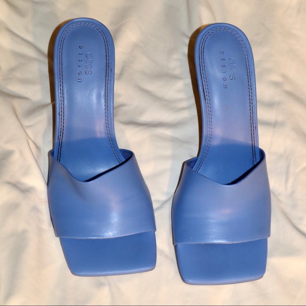 Blue Square Toe Mules (Wide Fit Sandals)| ASOS